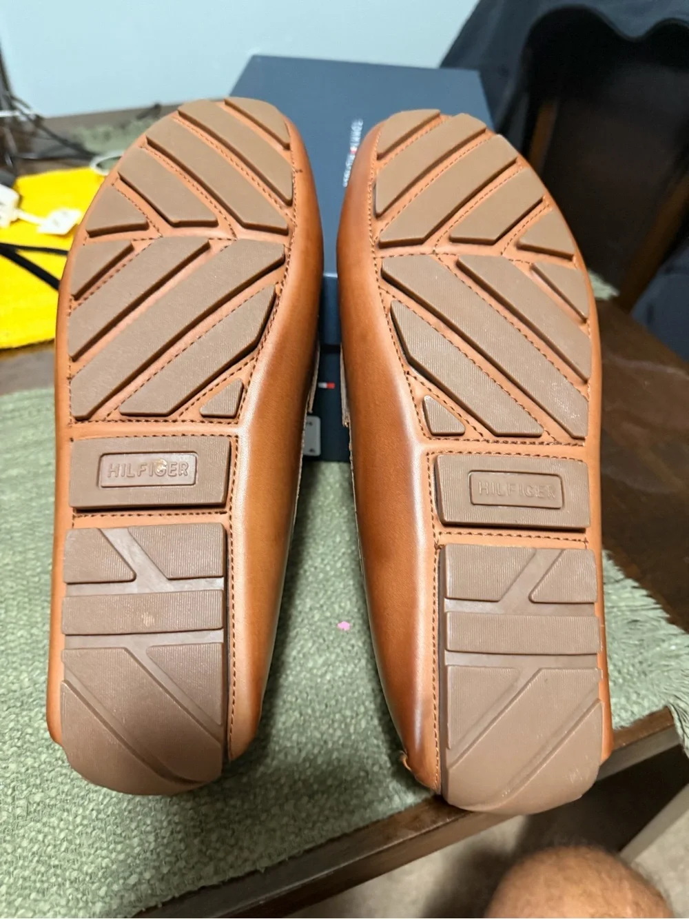 Tommy Hilfiger Men's Cognac Leather Boat Loafers